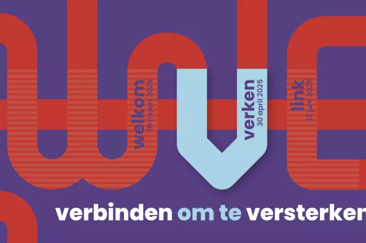 Grafisch ontwerp met rood en blauw waarin de letters WVL verwerkt zijn